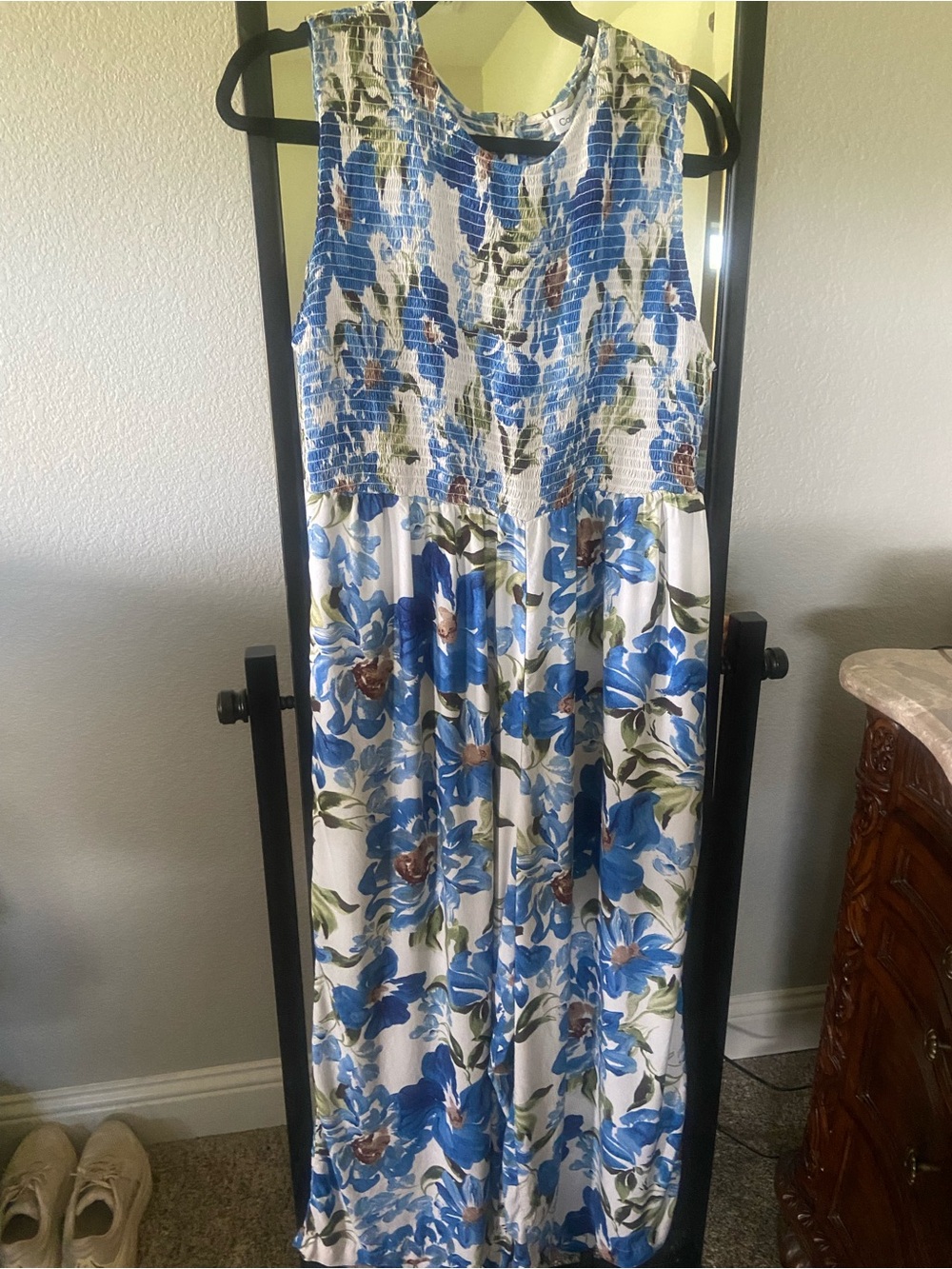 Calvin Klein Blue and White Floral Pant Romper